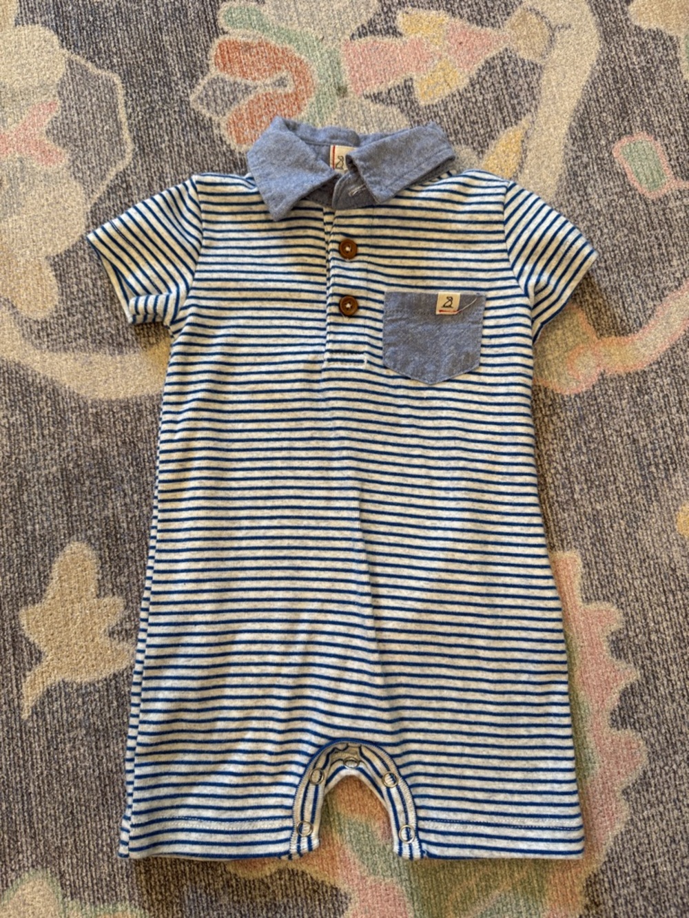 Striped Blue & White Polo One-Piece for Kids